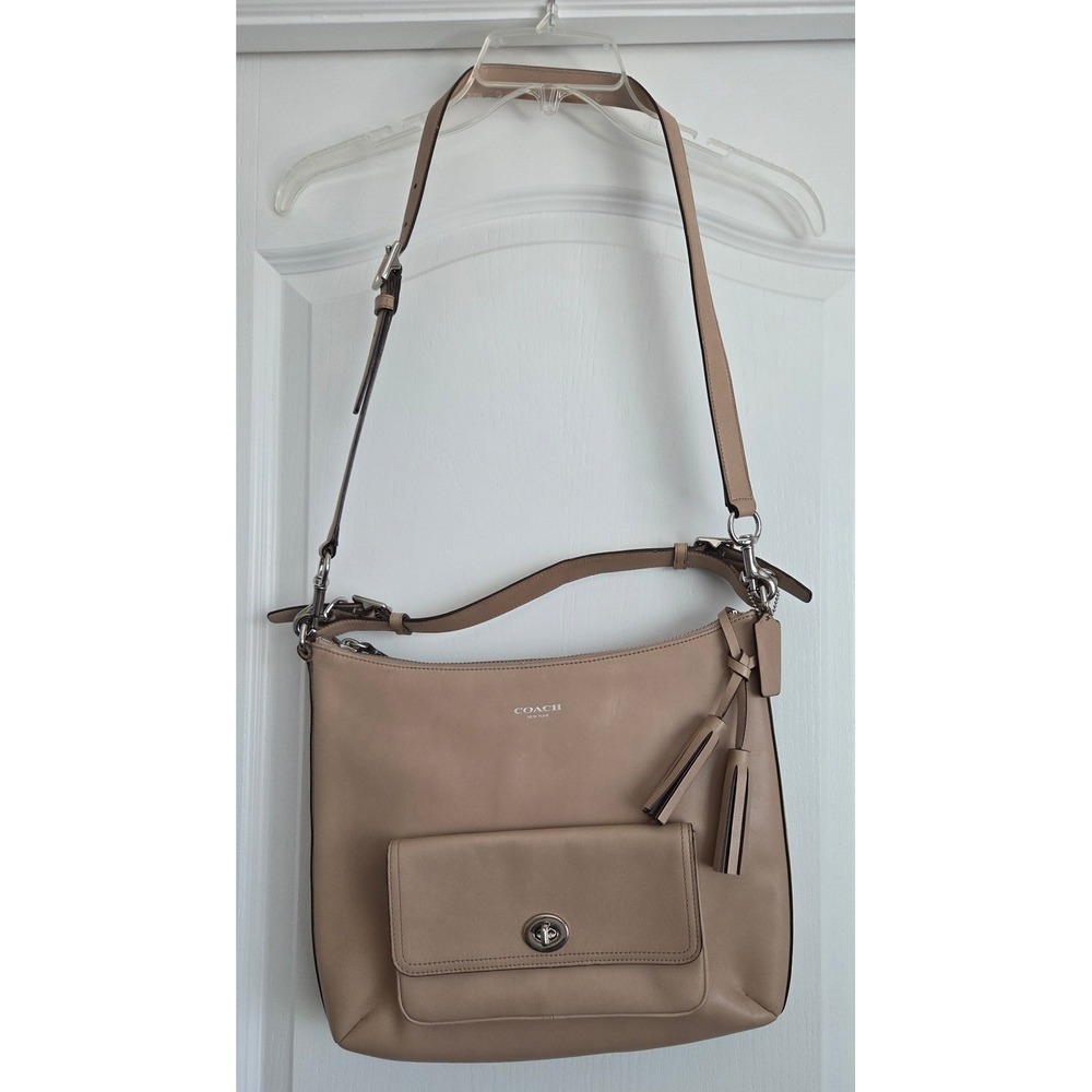 COACH Leather Crossbody‎ Hobo Shoulder Bag Satchel Purse Tan Neutral